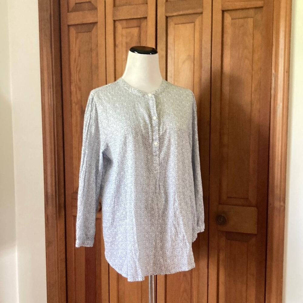 Old Navy Blue & White Pullover Blouse, Size L